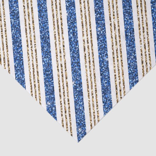 HOLIDAY BLUE & GOLD GLITTER LOOK STRIPES 薄葉紙 (詳細)