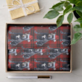 Holiday Bluenose Pitbull Dog Red Plaid Christmas 薄葉紙 (ギフト)