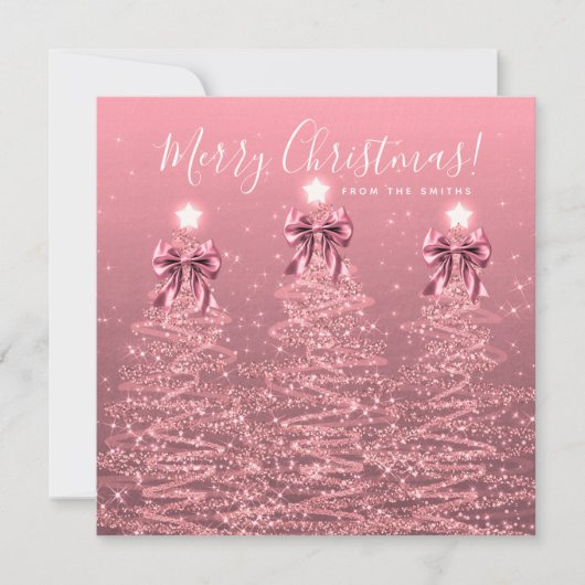Holiday Blush Pink Christmas Trees Greeting シーズンカード (正面)