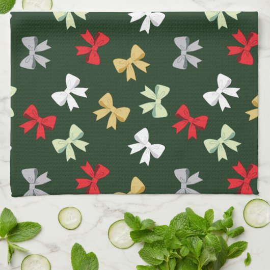 Holiday Bows キッチンタオル (折り畳み)