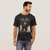 Holiday Brew - Cute Black Cat & Ghosts Christmas  Tシャツ (正面フル)