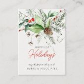 Holiday Business Greenery Personalized 名刺 (正面)