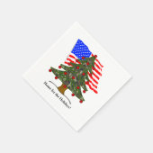 Holiday Camouflage Tree with USA Flag Christmas スタンダードカクテルナプキン (角)
