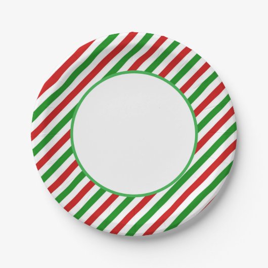 Holiday Candy Cane Paper Plates ペーパープレート (正面)