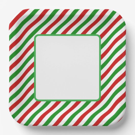 Holiday Candy Cane Paper Plates ペーパープレート (正面)