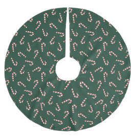 Holiday candy canes Dark Green Tree Skirt ブラッシュドポリエステルツリースカート