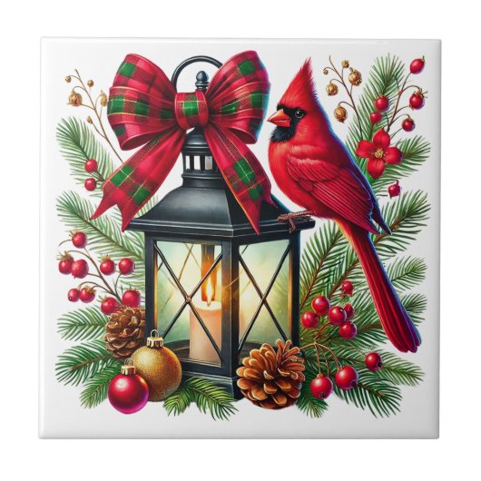 Holiday Cardinal Ceramic Tile タイル (正面)