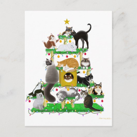Holiday Cat Treeカスタマイズ可能はがき ポストカード (正面)