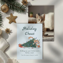 Holiday Chaos Funny Cat Christmas Card シーズンカード