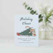 Holiday Chaos Funny Cat Christmas Postcard シーズンポストカード (スタンド正面)