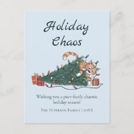 Holiday Chaos Funny Cat Christmas Postcard シーズンポストカード