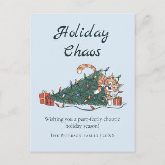 Holiday Chaos Funny Cat Christmas Postcard シーズンポストカード