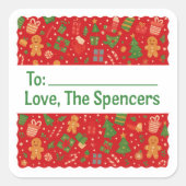 Holiday Cheer Personalized Christmas スクエアシール (正面)