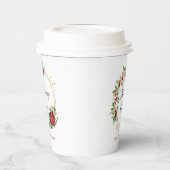 Holiday Cheer Poinsettia Wreath Gold Personalized 紙コップ (左)