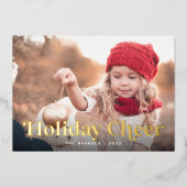 Holiday Cheer Two Photo Gold Foil Holiday Card 箔シーズンカード (正面)