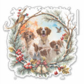 Holiday Cheer With a Brittany Spaniel シール (正面)