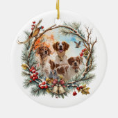  Holiday Cheer With a Brittany Spaniel セラミックオーナメント (裏面)