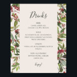 Holiday Chic Botanical | Champagne Drinks Menu ポスター<br><div class="desc">This holiday chic botanical | champagne drinks menu poster is perfect for your rustic, whimsical winter wedding. Designed with boho Christmas watercolor greenery, including red holly berries and simple green leaves. The classic bohemian December floral is another design feature that will complete the theme you're looking for. You can personalize...</div>