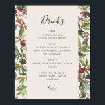 Holiday Chic Botanical | Champagne Drinks Menu ポスター<br><div class="desc">This holiday chic botanical | champagne drinks menu poster is perfect for your rustic, whimsical winter wedding. Designed with boho Christmas watercolor greenery, including red holly berries and simple green leaves. The classic bohemian December floral is another design feature that will complete the theme you're looking for. You can personalize...</div>