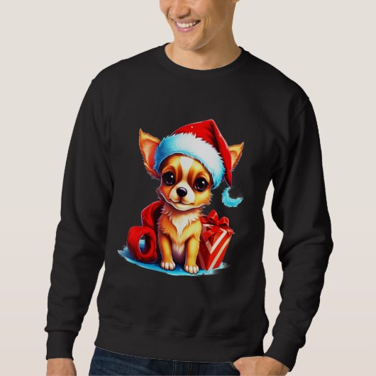 Holiday Chihuahua Cute Christmas Dog Design スウェットシャツ (正面)