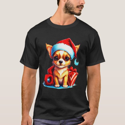 Holiday Chihuahua Cute Christmas Dog Design Tシャツ (正面)