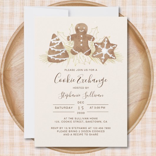 Holiday Christmas Cookie Exchange Party Invitation 招待状