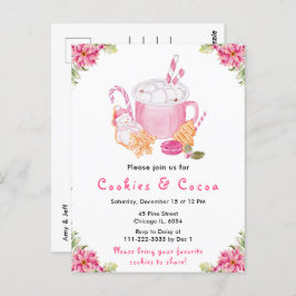 Holiday Christmas Cookies and Cocoa Pink ポストカード