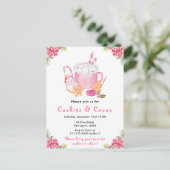 Holiday Christmas Cookies and Cocoa Pink ポストカード (スタンド正面)