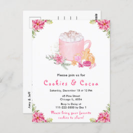 Holiday Christmas Cookies and Cocoa Pink ポストカード