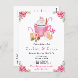Holiday Christmas Cookies and Cocoa Pink ポストカード