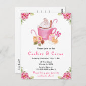 Holiday Christmas Cookies and Cocoa Pink ポストカード (正面/裏面)
