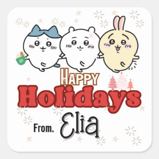 Holiday Christmas friends cute stickers スクエアシール