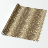 Holiday Christmas Gold Metallic Damask Elegant ラッピングペーパー (アンロールド)