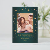 Holiday Christmas Gold Stars Family Photo card 招待状 (スタンド正面)