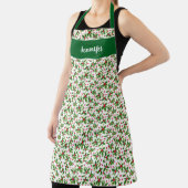 Holiday Christmas holly berries monogram name エプロン (インサイチュ)