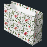 Holiday Christmas Holly Leaves Berry Pattern ラージペーパーバッグ<br><div class="desc">Holiday Christmas Holly Leaves Berry Pattern</div>