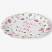 Holiday Christmas Tea Birthday Party Pink ペーパープレート (アングル)