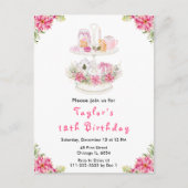 Holiday Christmas Tea Birthday Party Pink ポストカード (正面)