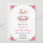 Holiday Christmas Tea Birthday Party Pink 招待状 (正面)