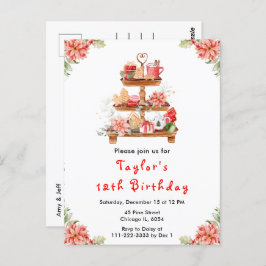 Holiday Christmas Tea Birthday Party Red ポストカード