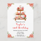 Holiday Christmas Tea Birthday Party Red ポストカード (正面)