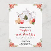 Holiday Christmas Tea Birthday Party Red ポストカード (正面)