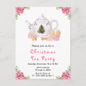 Holiday Christmas Tea Party Pink ポストカード (正面)