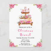 Holiday Christmas Tea Party Pink ポストカード (正面)