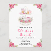 Holiday Christmas Tea Party Pink ポストカード (正面)