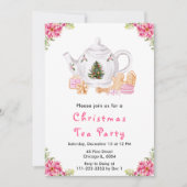Holiday Christmas Tea Party Pink 招待状 (正面)