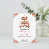 Holiday Christmas Tea Party Red ポストカード (スタンド正面)