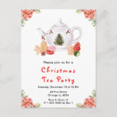 Holiday Christmas Tea Party Red ポストカード (正面)