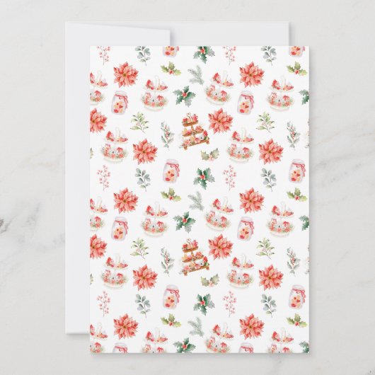 Holiday Christmas Tea Party Red 招待状 (裏面)