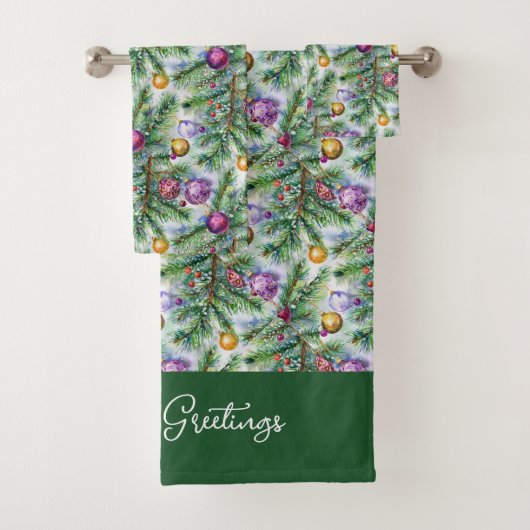 Holiday Christmas Tree Ornaments バスタオルセット (インサイチュ)